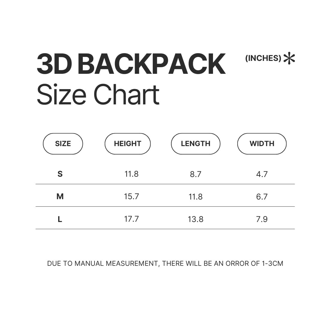 3D Backpack Size Chart - Trigun Shop