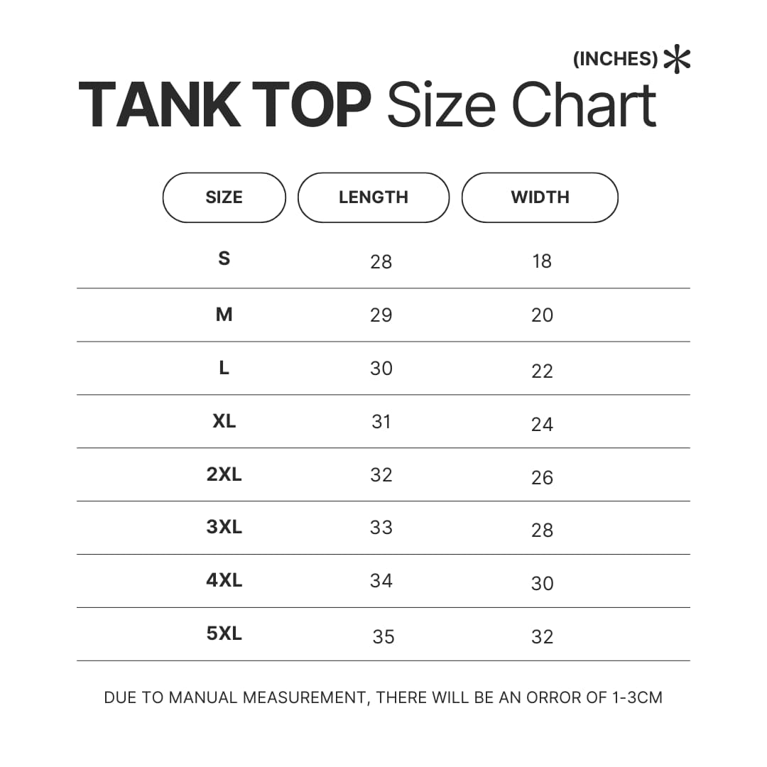 Tank Top Size Chart - Trigun Shop