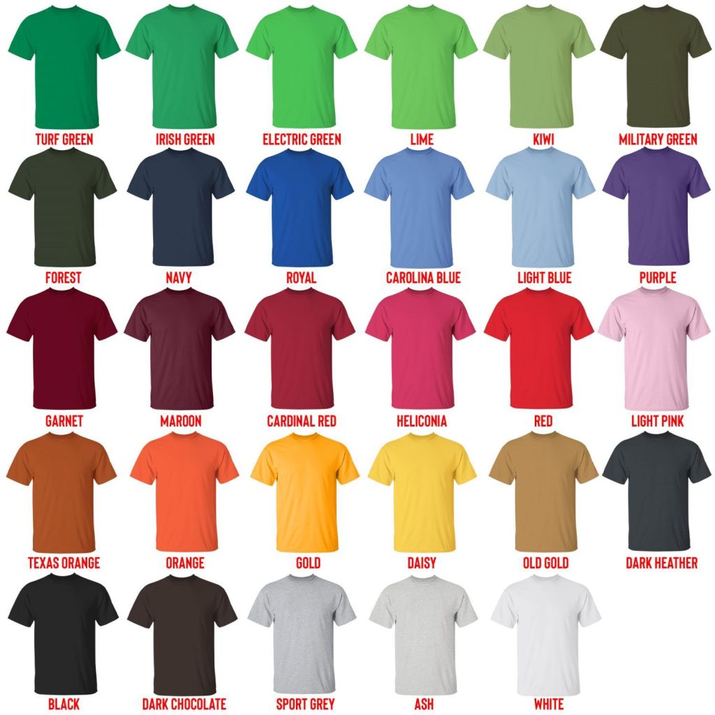 t shirt color chart - Trigun Shop