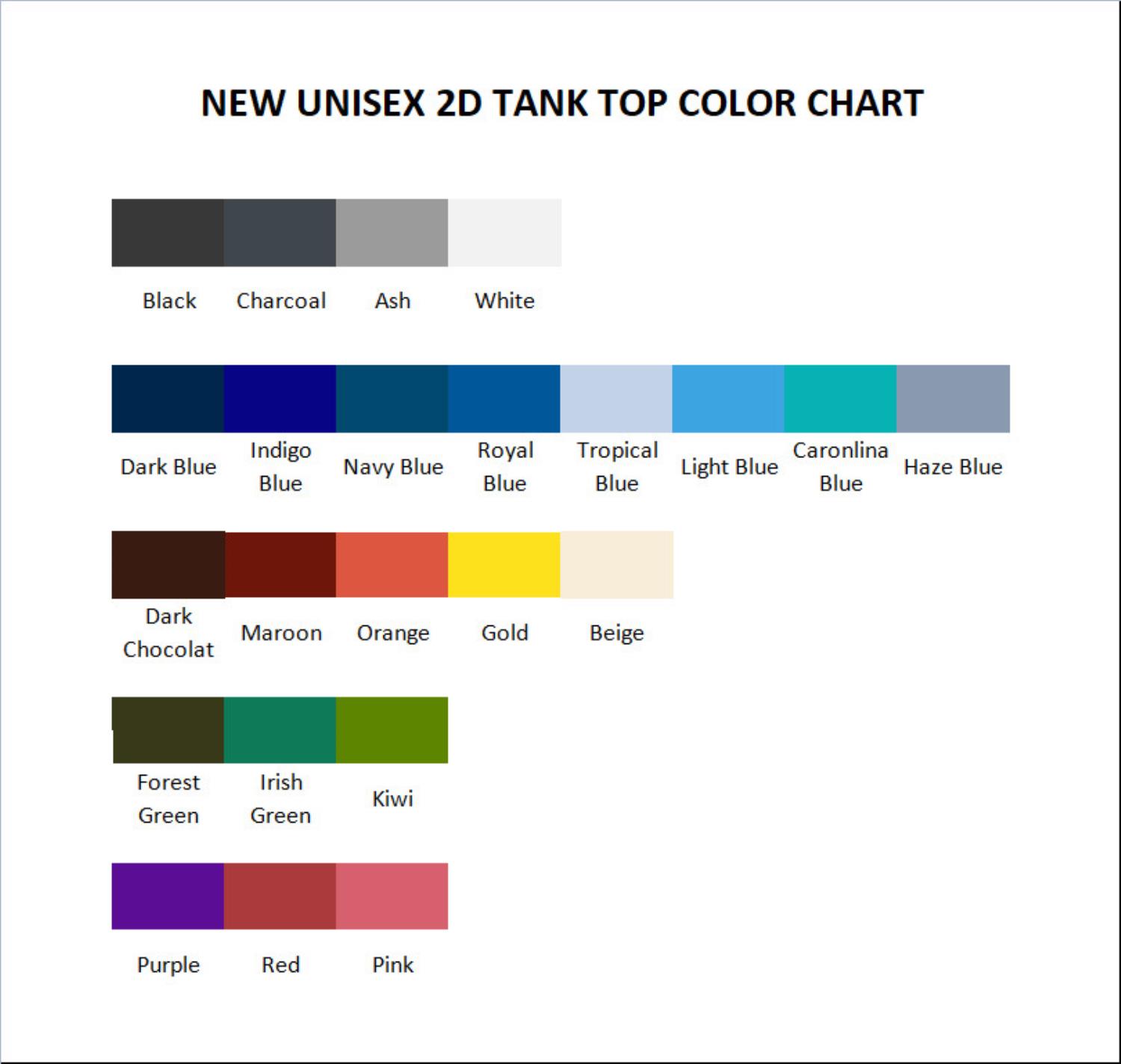 tank top color chart - Trigun Shop